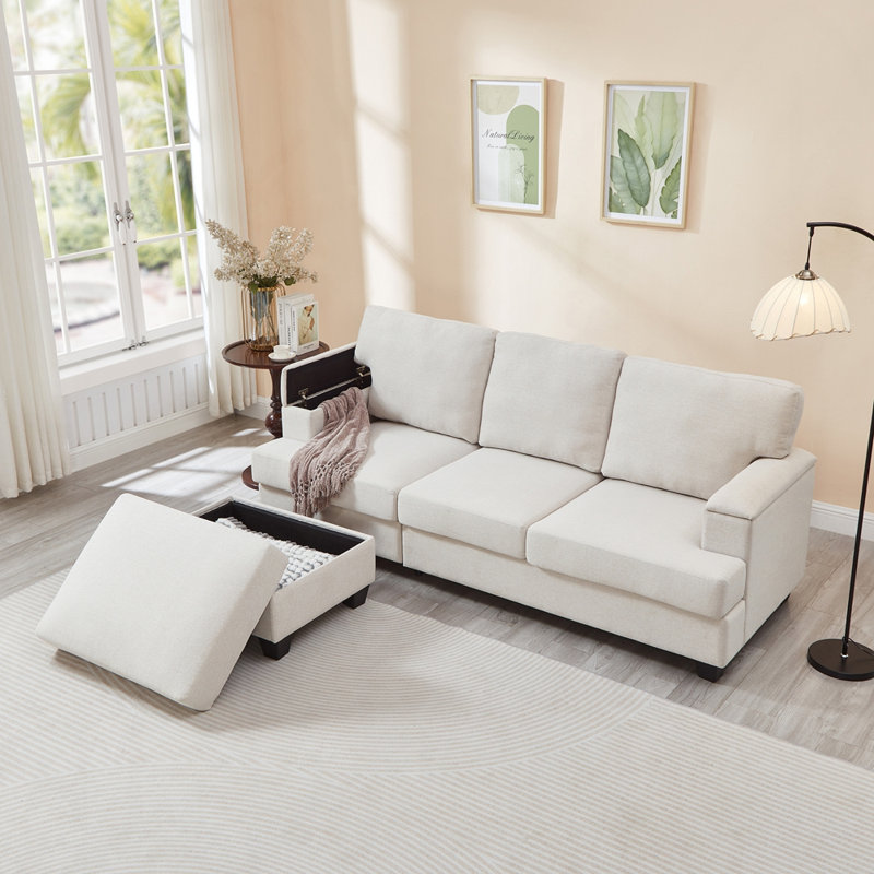 Canapé modulaire confortable avec coussin épais, Beige