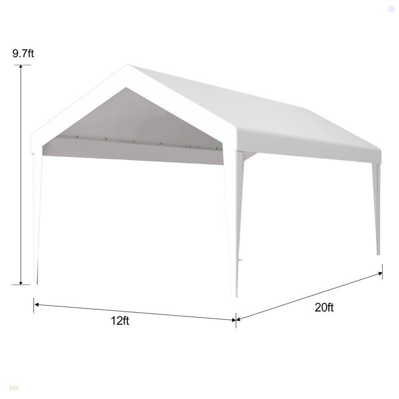 Outdoor Carport Canopy 12X20FT, Waterproof, UV-Protected For Patio, Garden, Backyard & Deck, White