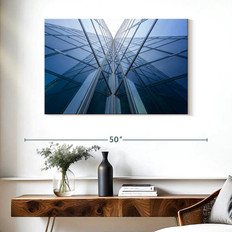 Lilie Modern Glass Building, 26" H x 39" W