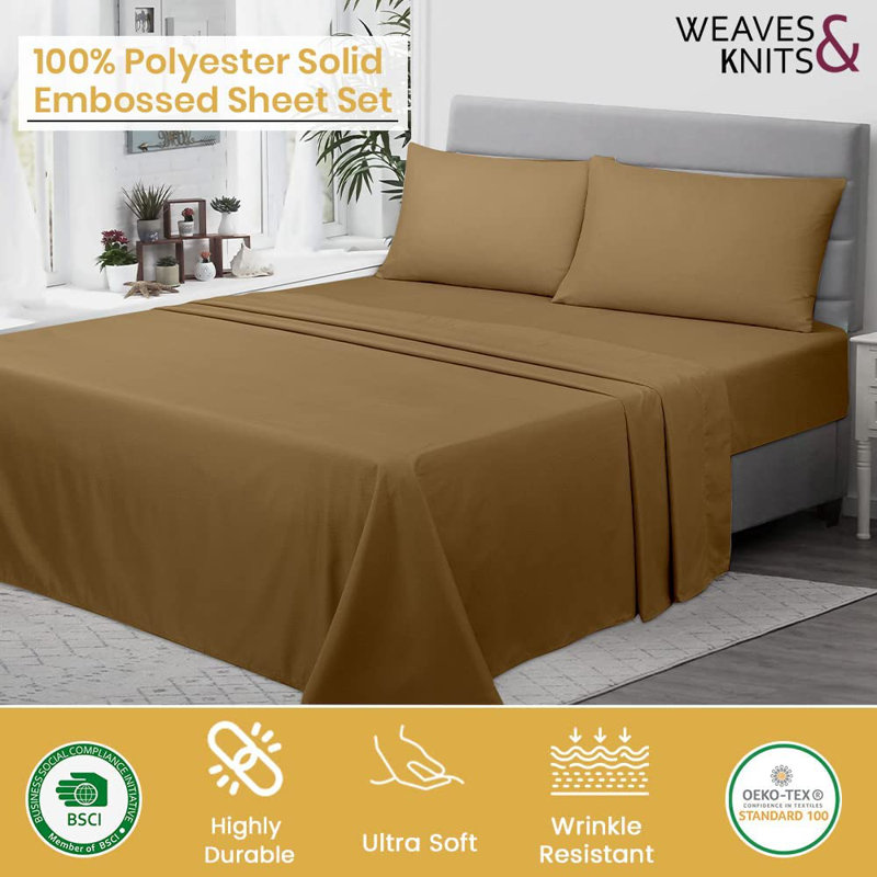 ENSEMBLE DE FEUILLES À SABLE, Ensemble de draps pour taille de lit simple TG, Beige