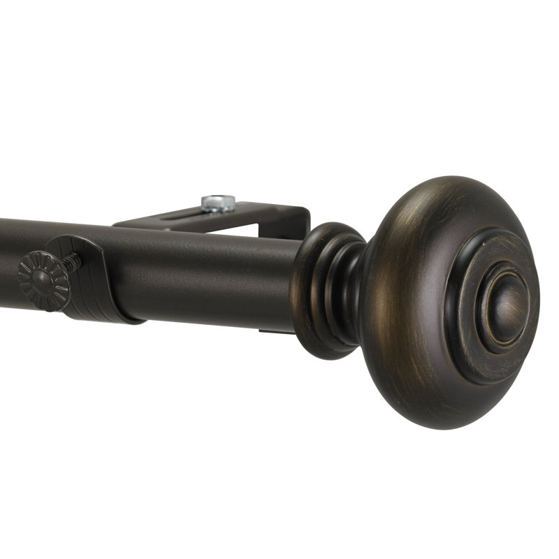 Revolve Adjustable Single Curtain Rod, Antique Silver, 3" H x 108" W x 5" D