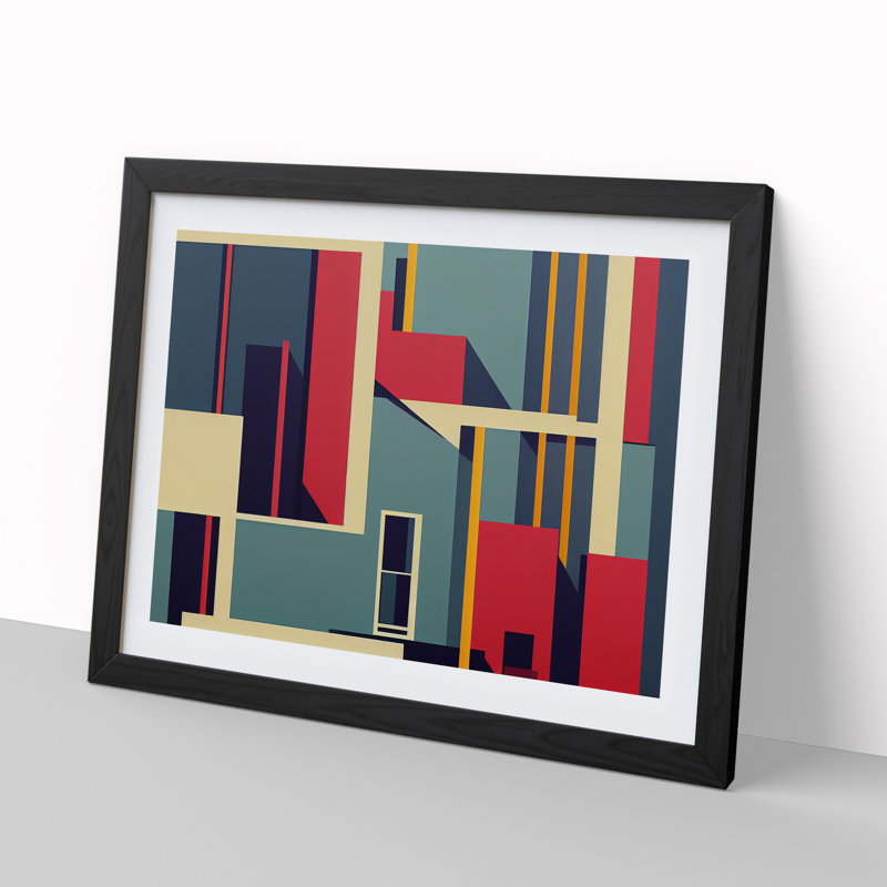 Bauhaus Architecture Vol.1 Abstract - Single Picture Frame Print, 46cm H x 64cm W x 2cm D, Black