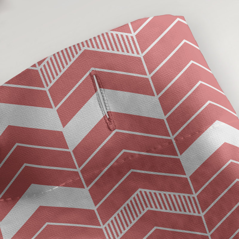 Rideau de douche simple à chevrons, Rouge / Blanc