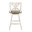 Chaises de comptoir blanches et grises 2, bois d'hévéa massif, pivotant à 360 °, chaises de salle à manger rustiques 2, gris, pivotant à degrés-2088401690