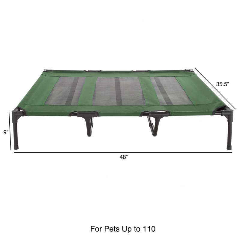 Lit pour chien surélevé portable avec caisse de transport PETMAker, Vert, Très grand (l 48 po x P 36 po x H 9 po)
