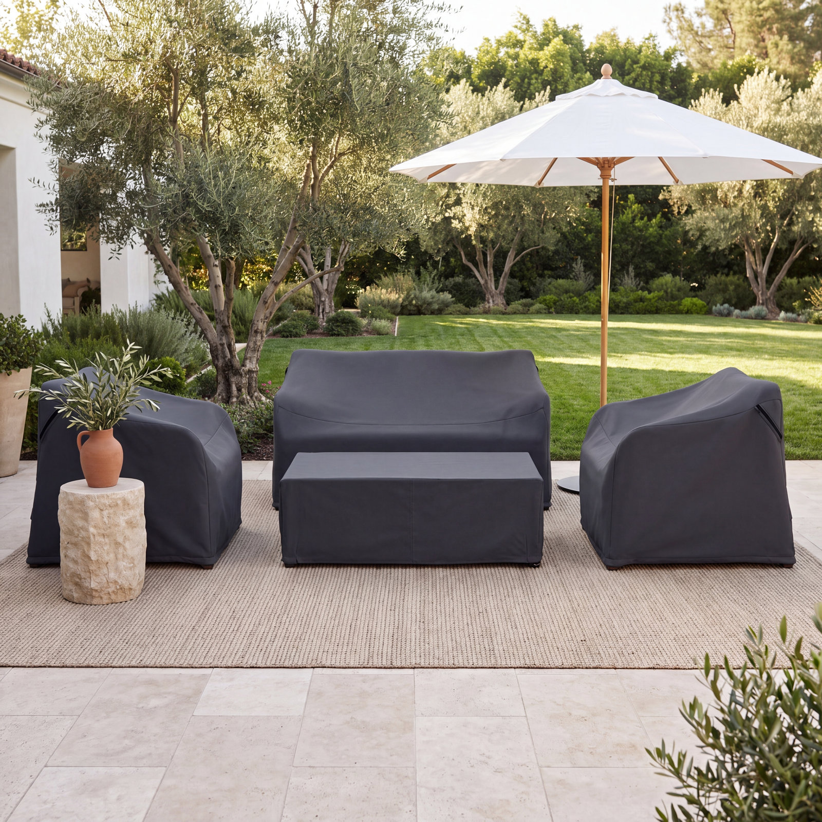Acacia Wood Outdoor Conversation Set Cover