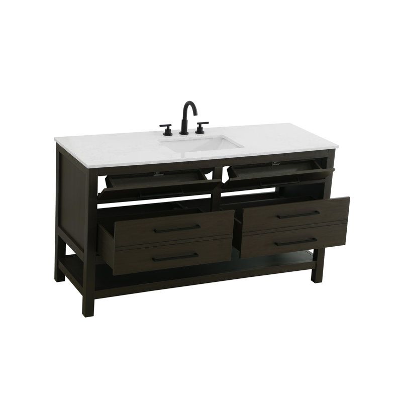 Meuble-lavabo simple 54 po_Moderne_VF60554, Brun moka, 60"