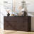 63" W Fluted 9-drawer Dresser, Wood Fluted Chest with 1.97"-Thick Side Panels and Faux Marble Top, Brown Oak-1061386807