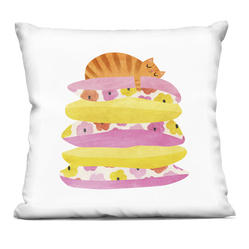 Design de coussin décoratif Sleepy Cozy Orange Cat par Angie Rozelaar