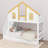 House Bunk Bed With Trundle, Solid Wood Bunk Frame With Storage Staircase, Roof, And Windows-1159609753