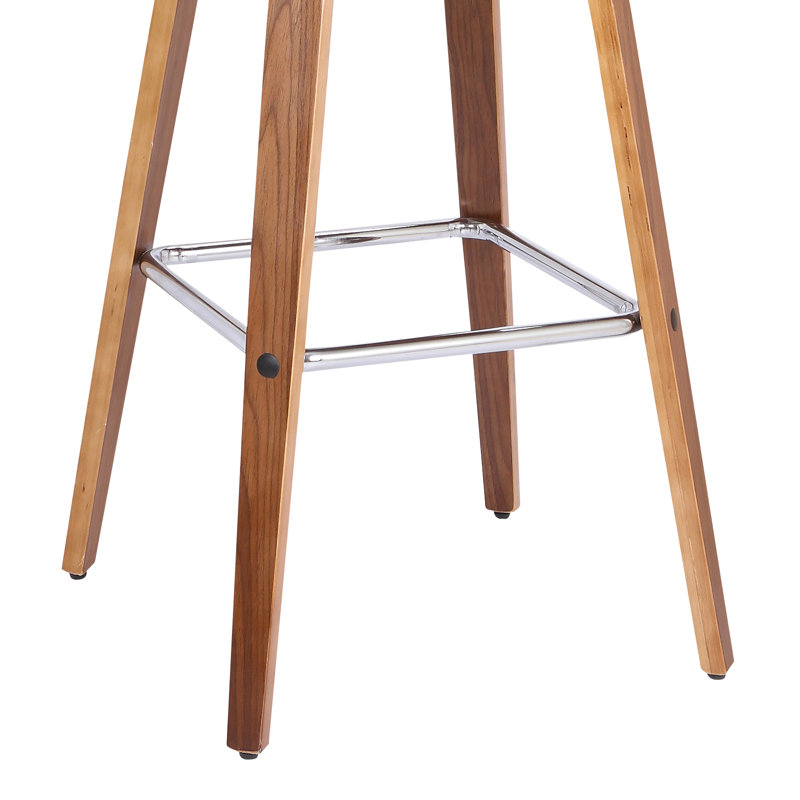 Alula Mid-Century Swivel Counter or Bar Height Bar Stool in Brown Faux Leather with Walnut, 76.2cm