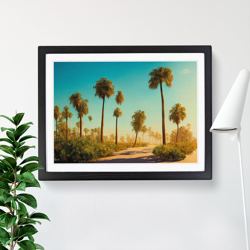 XH1022-6897X Phenomenal Palm Trees - Single Picture Frame Print, 46cm H x 64cm W x 2cm D, Black