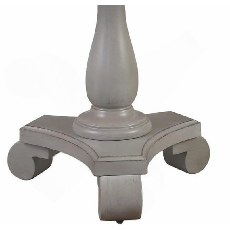 Table de bout ronde transitionnelle, table d'appoint de salon en bois, gris
