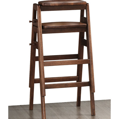 2 tabourets empilables de style Mid-Century moderne - bois d'hévéa massif, finition noyer, siège confortable de l 16 po x P 19,08 po x H 28,5 po, 2 tabourets en bois d'hévéa avec coussin rembourré