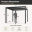 Pergola à auvent noir avec rideaux d'intimité et moustiquaire FLISE 10 pi x 10 pi-133410850-133410853