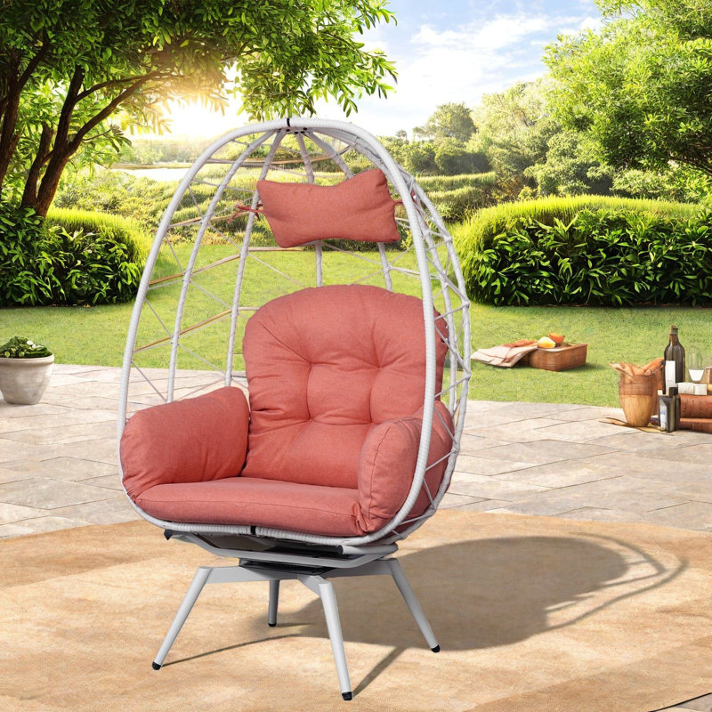 Swivel Patio Lounge Chairs, Steel Rattan Modern Egg Chair For Home