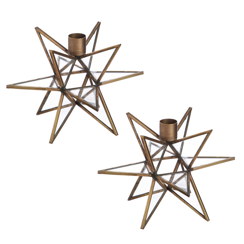 Petit porte-bougie votive en métal star, Cuivre