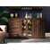 Home Bar 21" Shaker Style 8 Piece Cabinet Set with Wall Wine Rack and Double Display Storage