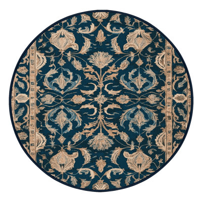 Machine Washable Persian Blue Area Rug