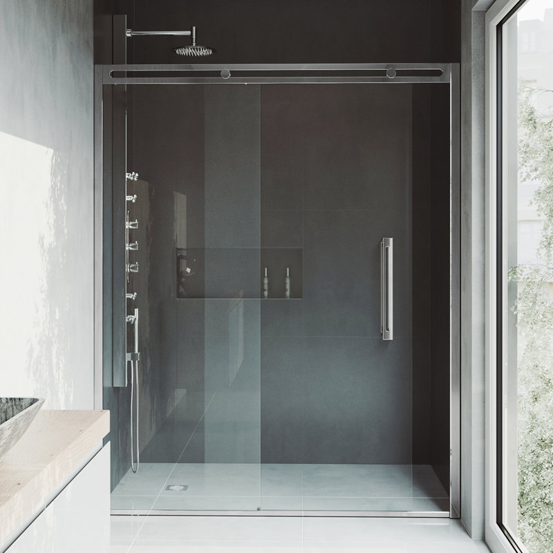 Erie 59.5"- 60.5" W x 73.5" H Framed Sliding Framed Shower Door, Chrome