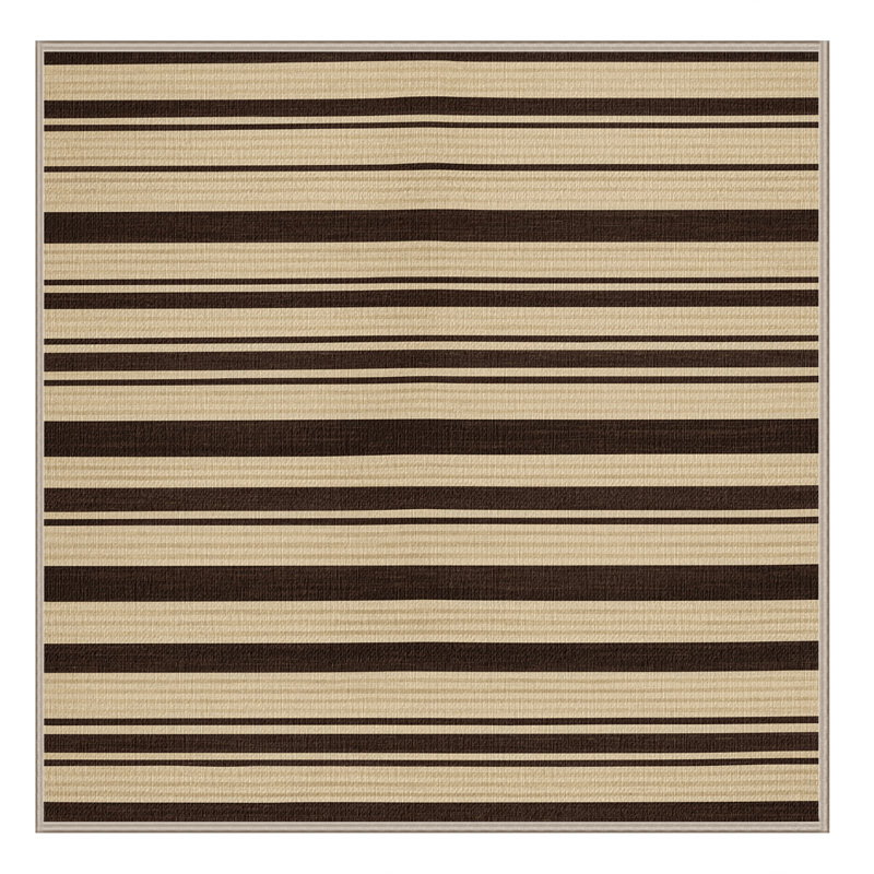 Washable Ecru Dark Brown Striped Area Rug, Rectangle 7' x 10'