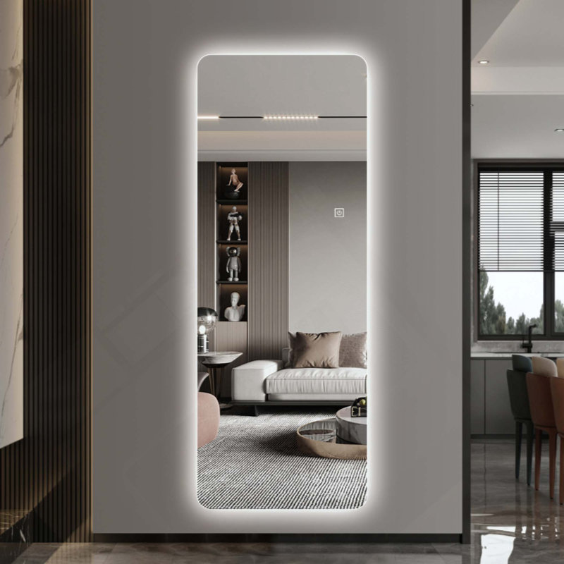 Wall-Mounted LED Full Length Mirror, 63" x 24" Rectangular Backlit Dressing Mirror with 3 Color Temperatures, Stepless Dimming, Memory Function, Shatter-Resistant Backing, UL Certified