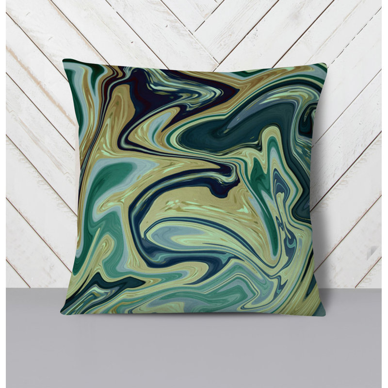 Throw Pillow With Insert, Green Abstract 1, 16"H x 16"W