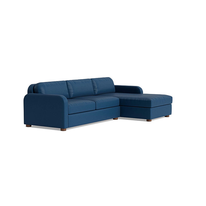 Archie Leather Sofa with Chaise (105"), Chaise on Right, Leather - Deep Blue