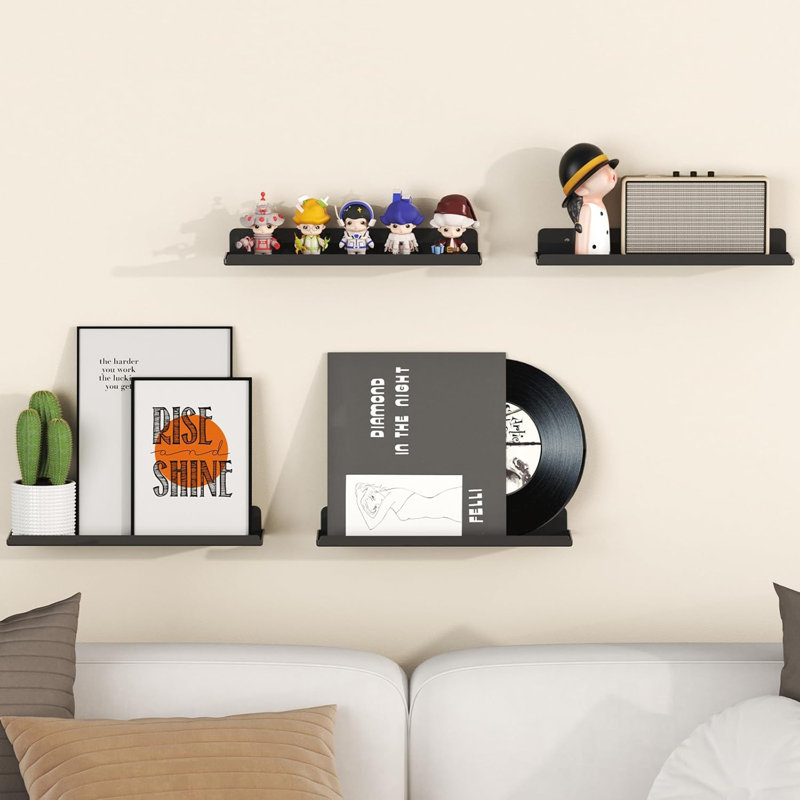 Floating Wall Shelves 10 Pack, Acrylic Storage Shelves For Books, Vinyl Records, Photos, And Decor, Space-Saving Solution For Bedroom, Living Room, Bathroom, And Kitchen Organization
