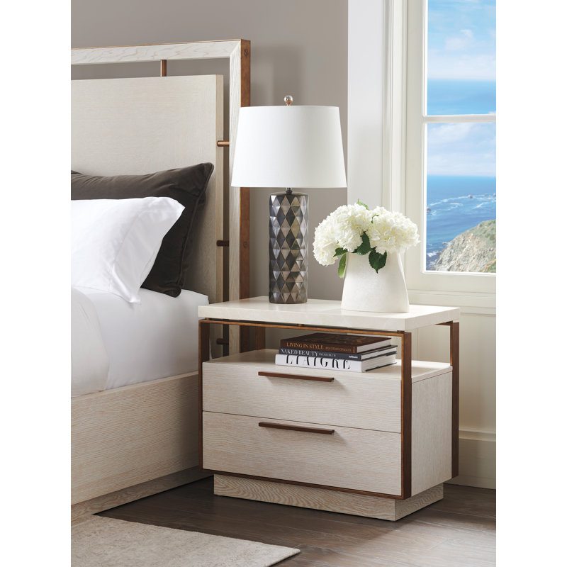 Carmel Contemporary Cream Nightstand with Soft Close Drawers