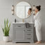 Meuble-lavabo gris clair 36 po avec lavabo en céramique, 2 tiroirs basculants, charnières à fermeture en douceur | Idée de cadeau
