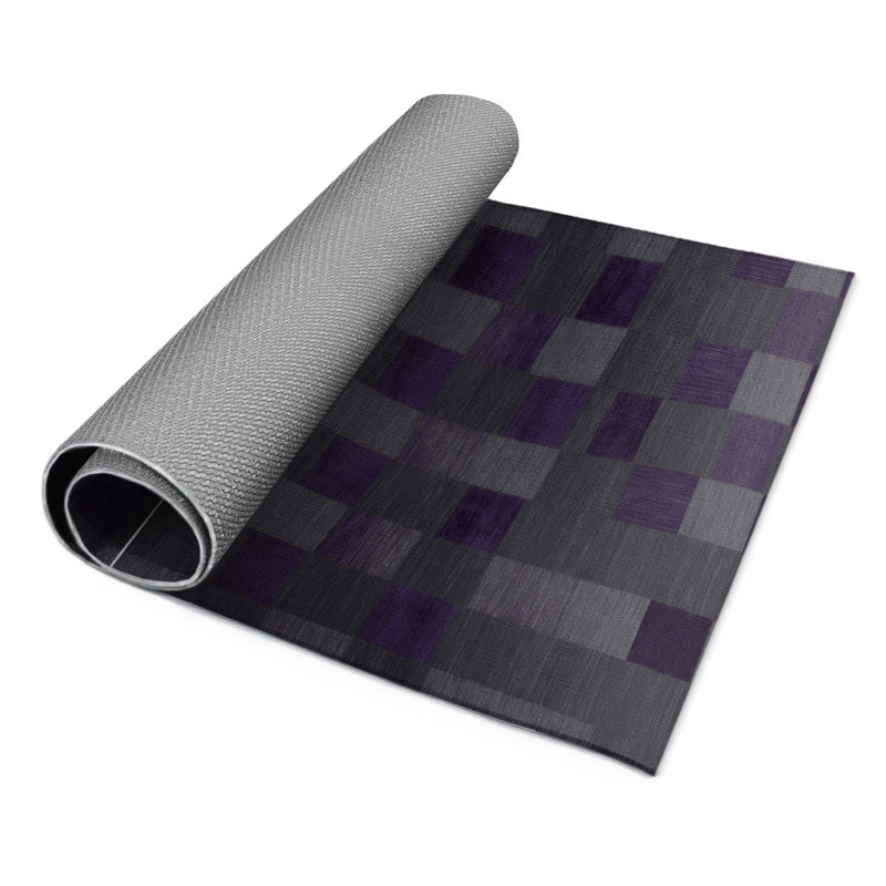 Checkered Purple Indoor and Outdoor Area Rug, Rectangle 8' x 10'