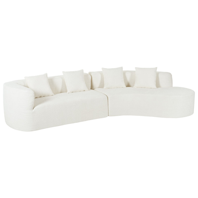 Canapé modulaire courbé de 132 po avec tissu en chenille et ressorts éponge Vargas, Chenille beige