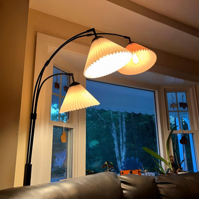 Makilah 80'' Arc Floor Lamp, Dimmable, 3-Arm, Adjustable Tiered, Weighted Base