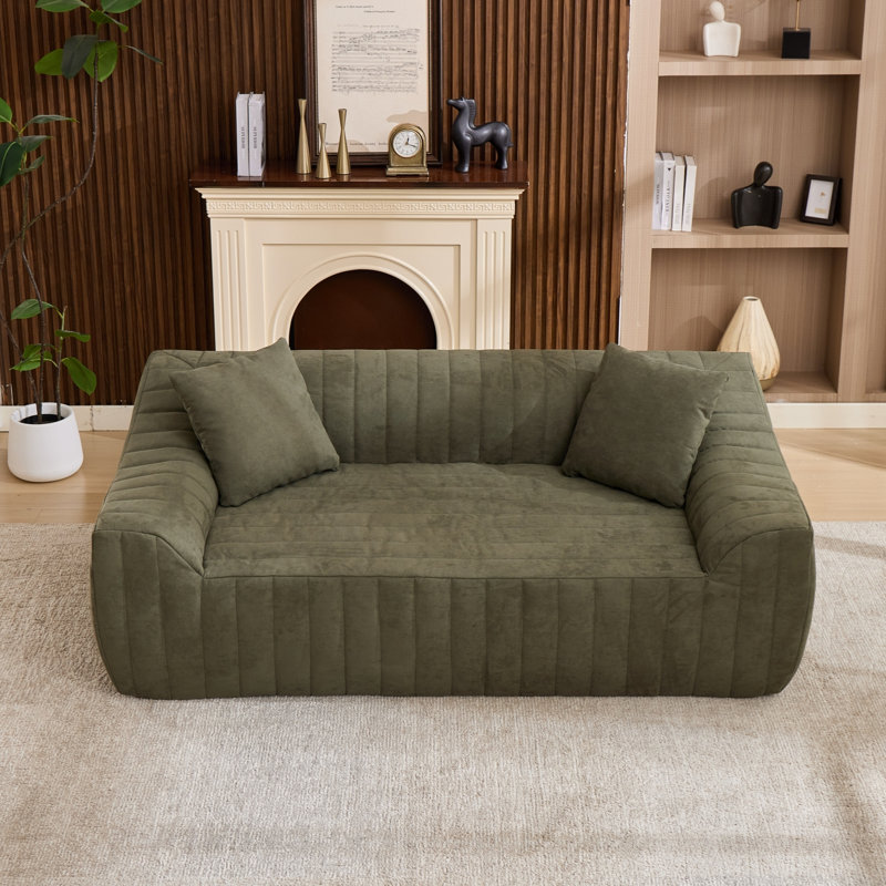 Canapé 2 places compressible, causeuse en similicuir, vert moderne, petit intérieur, Green