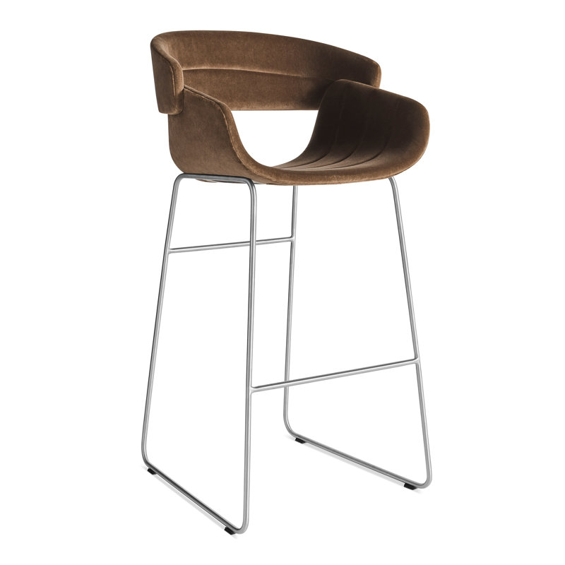 Racer Barstool Coffee Velvet, Bar Stool (30" Seat Height), Coffee