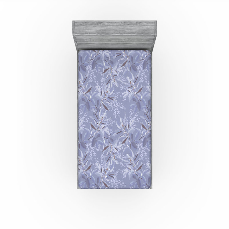 Drap-housse à motif floral Ambesonne, Drap-housse simple TG, Bleu ciel / motif floral taupe pâle