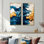 Brun et bleu Odyssey Tiles III - ensemble d'art mural côtier 2 pièces