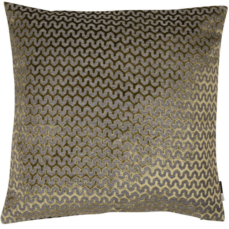 Geometric Square Throw Cushion, 43cm H x 43cm W x 16cm D, Olive