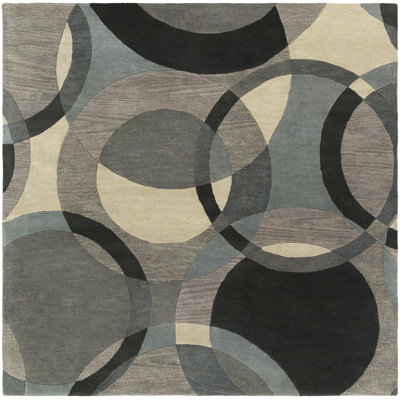 Tapis multicolore en laine touffetée à la main à motif géométrique Ayeln
