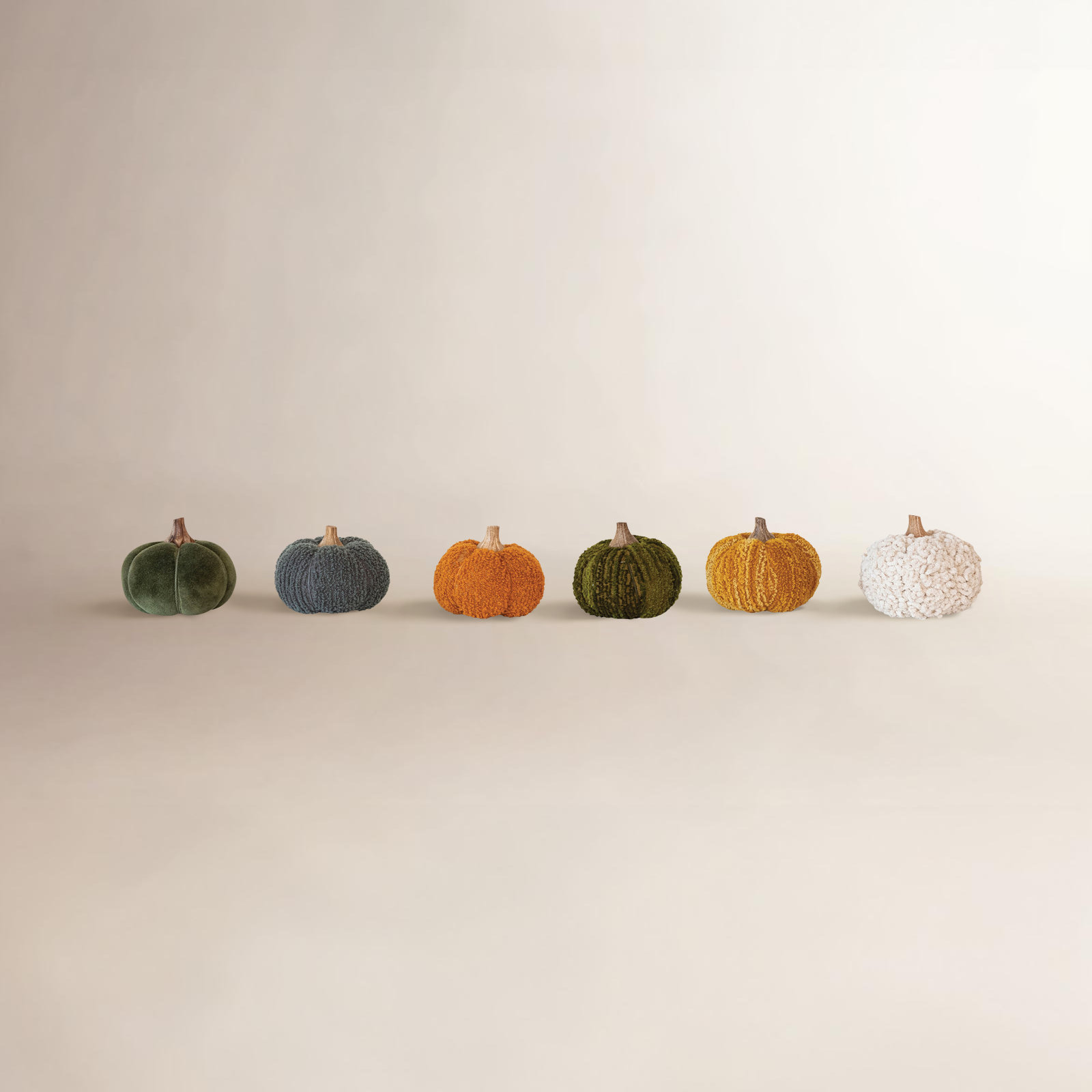 Boucle Velvet Pumpkin Holiday Accent, 4" H x 4.75" W x 4.75" D