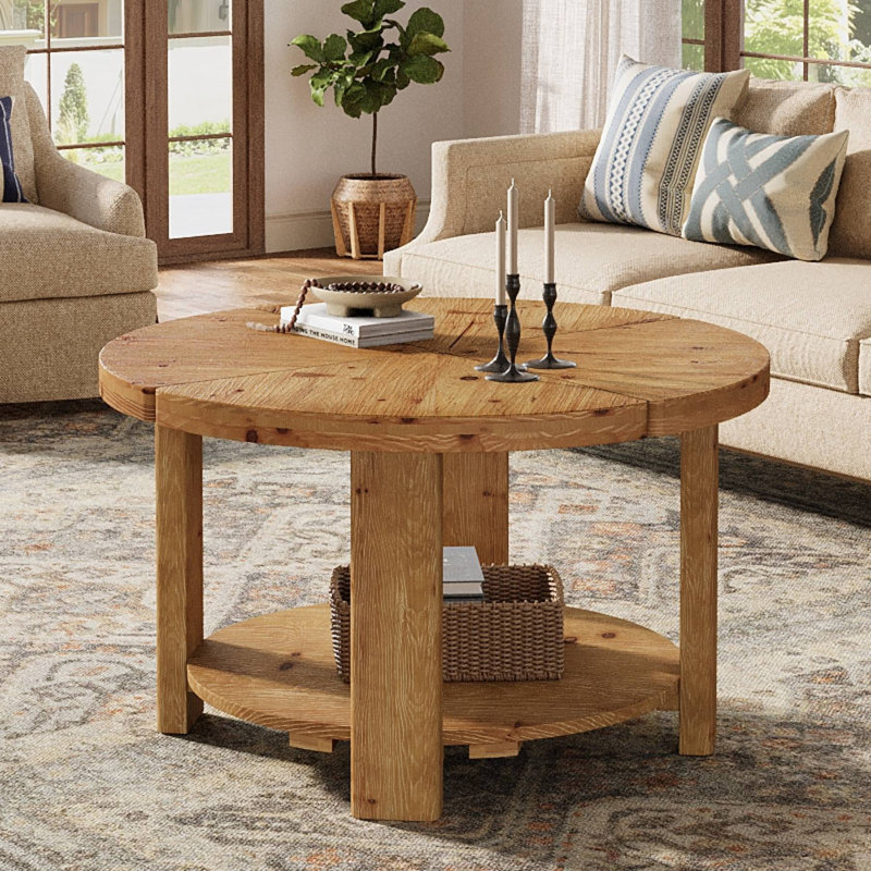 Solid Wood Four Leg Coffee Table with Storage