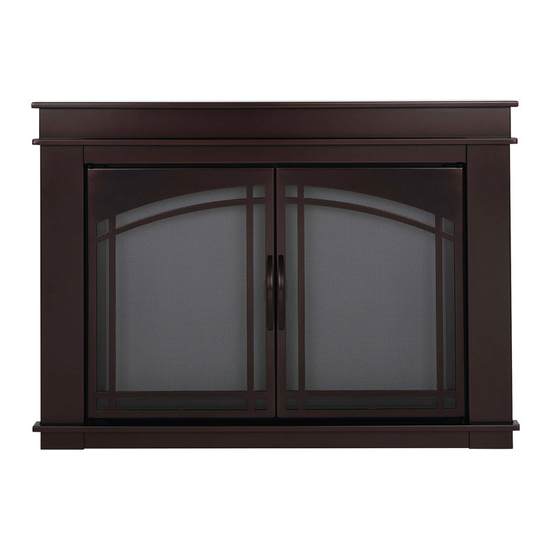 Portes de foyer en acier Guion, Grand (H 31 po x l 44,5 po x P 1,57 po), Bronze huilé