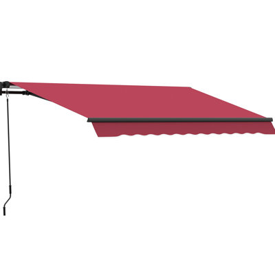 Auvent rétractable de 10 pi x 8 pi, parasol de patio avec manivelle. Et eau -, cadre en aluminium pour terrasse, balcon, cour. Manivelle corail. Marron