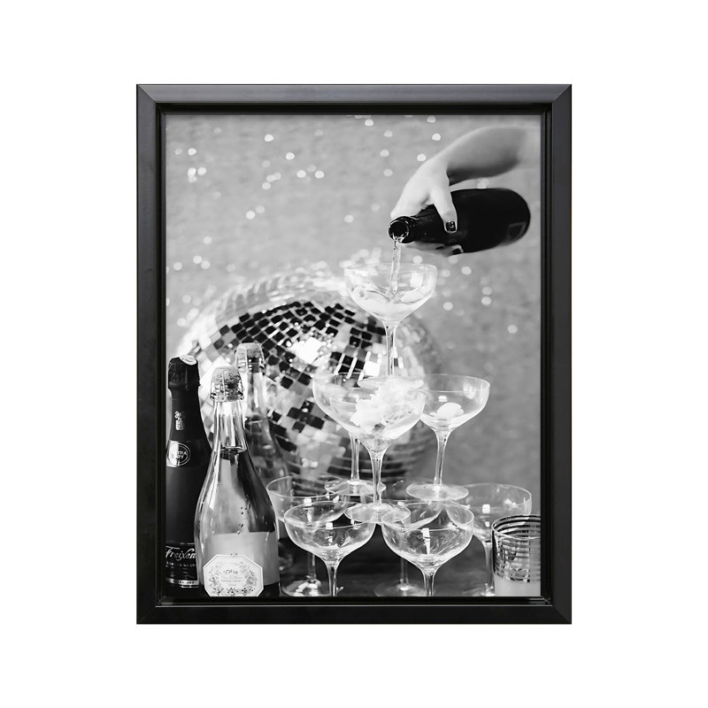 Champagne Tower, Black Framed, Canvas, 24"H x 32"W