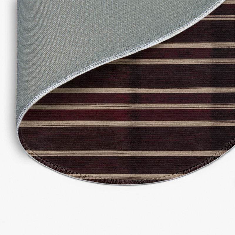 Tapis intérieur / extérieur brun HorizontalStripes, Rond 5 pi