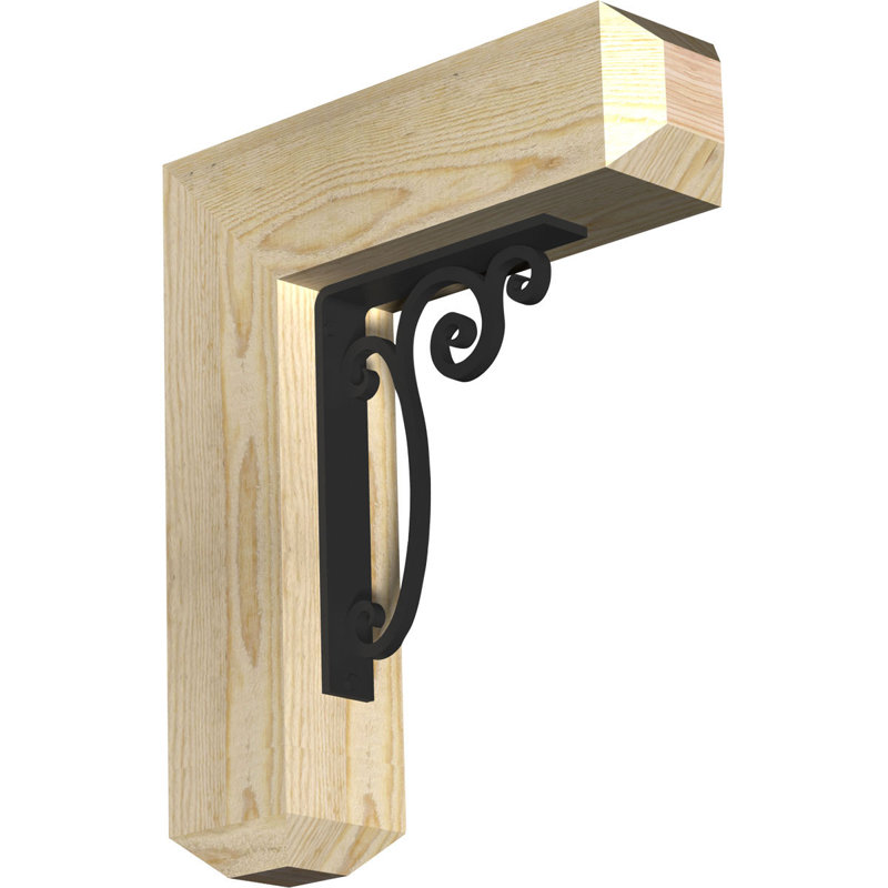 Avery 4" Single Brace Craftsman Ironcrest Bracket, 18"H x 15 1/2"D, 4"W x 4"T Douglas Fir (Rough Sawn)
