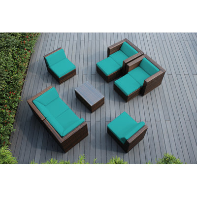 Bannan Wicker 6 - Person Seating Group with Cushions - No Assembly