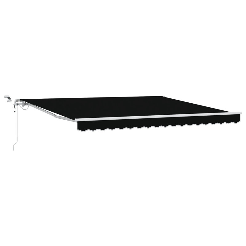 Brayden Studio Retractable Patio Awning, 400 cm W x 300 cm D, Black