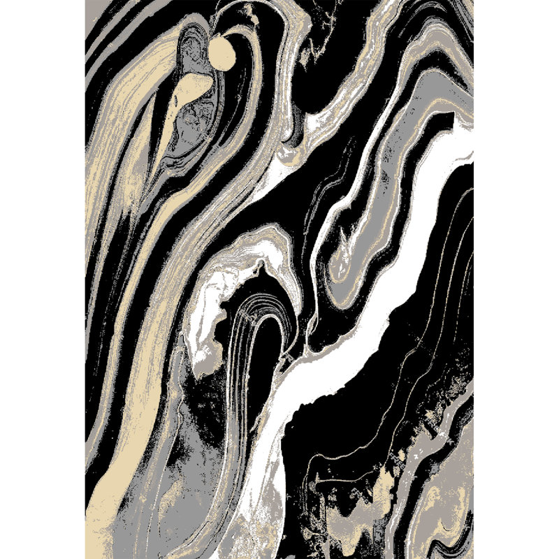 Tapis noir / gris / ivoire / beige Galaxy Series, Rectangle 7 pi 9 po x 10 pi 2 po